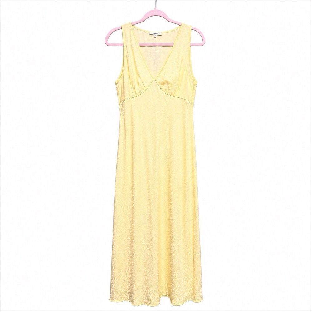 Madewell The Ariana Sleeveless Midi Slip Dress Women's Sz 4 Candlelight Yellow - Picture 2 of 8